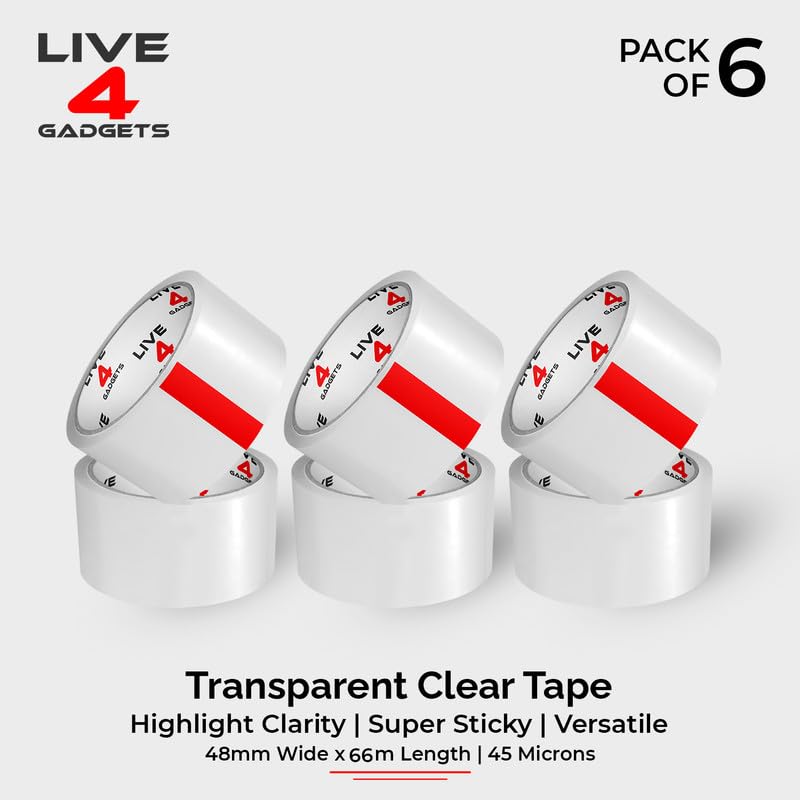 live4gadgets Strong Heavy Duty Cellotape Roll Pack Clear Packaging Tape | Secure Sticky Sealing Tape for cardboard boxes for moving, Parcel Boxes, Large Postal Bags for long term storage | 48MM x 66M - Image 2