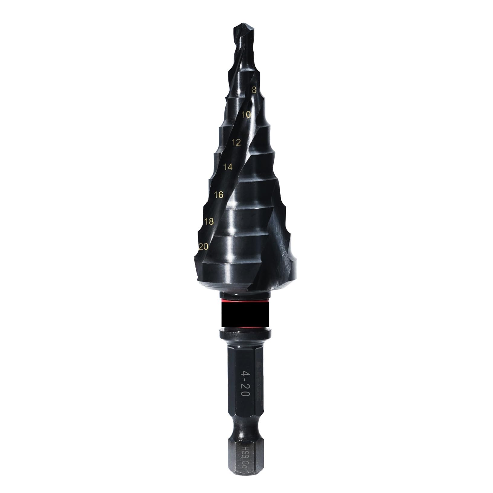 Broca escalonada HSS de 4–20 mm: cobalto M35, revestimiento AlTiN