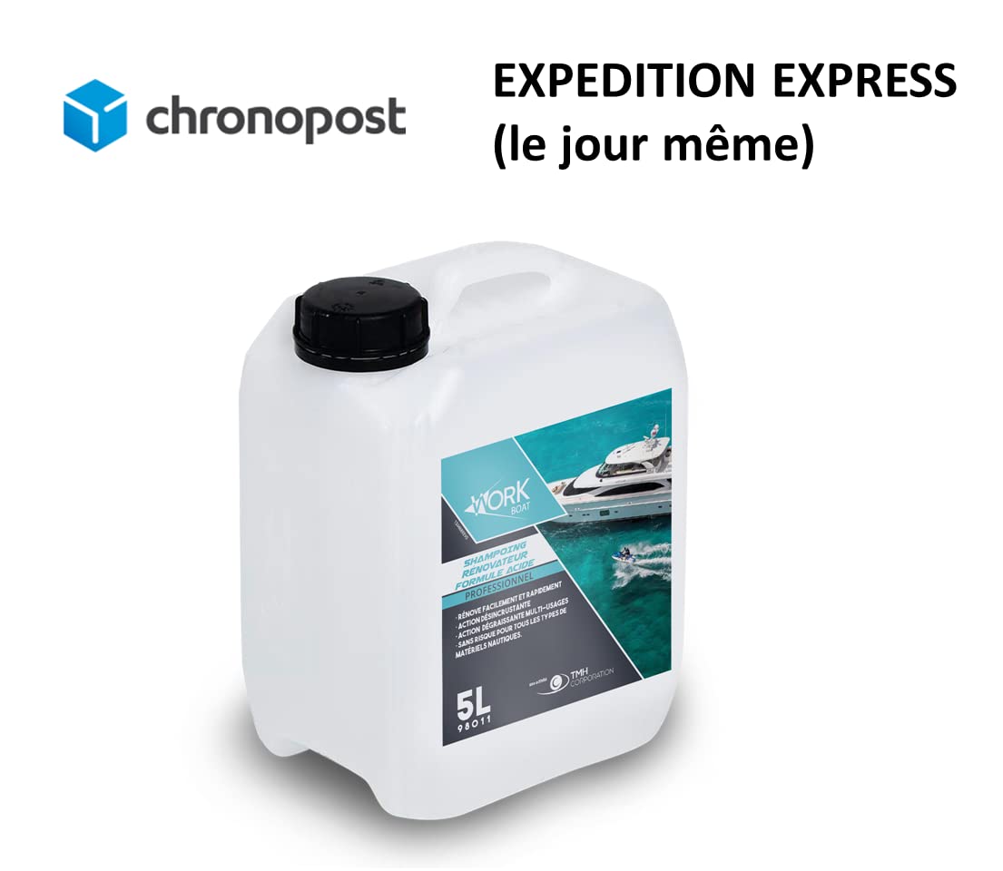 Shampoing Nettoyant Bateau Workboat – PH Acide 5L – Détartre Et Dégraisse Coques Et Matériaux Nautiques