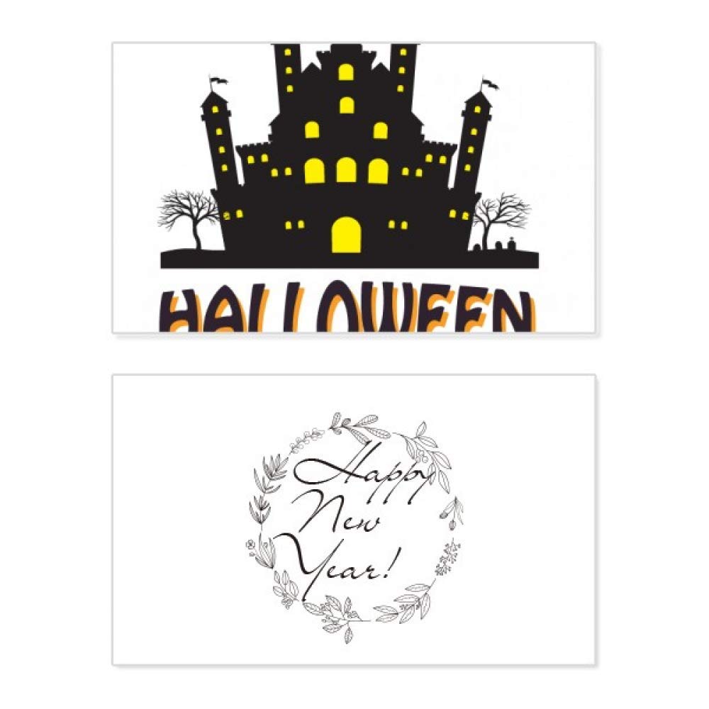 Tarjeta de felicitación con luz: castillo de Halloween para Año Nuevo 5