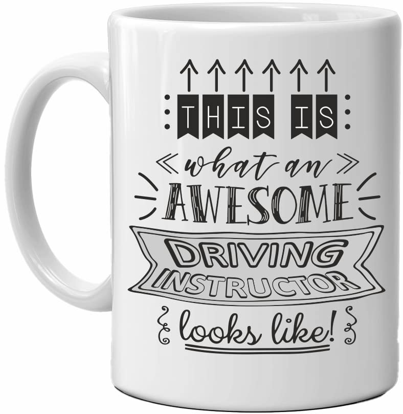 1 x This is What an Awesome Driving Instructor Looks Like Mug Double Side Printed Porcelain Mugs Novelty White Ceramic Mug Tea Coffee Gift Mug for Birthday Christmas (Black & White Mug)
