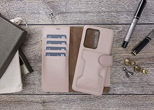 Étui en cuir Galaxy S20 Ultra rose nude haut de gamme Venito Florence