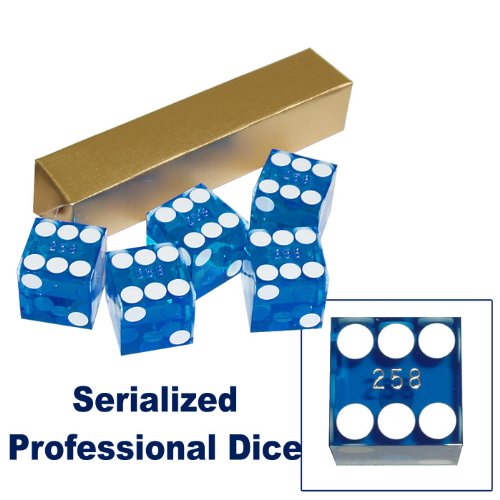 Trademark Poker 19mm A Grade Serialized Set of Casino Dice (Blue)