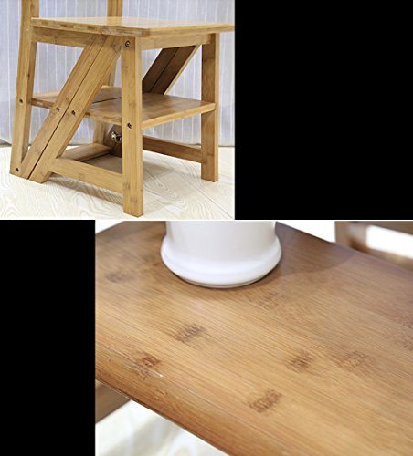 Silla multifuncional de bambú con escalera plegable de 4 pasos DASHADAO 6