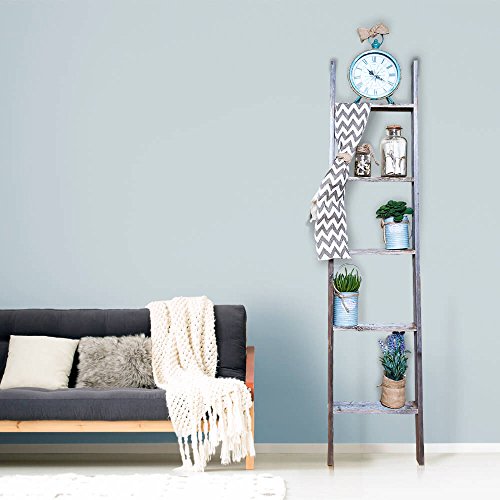 BarnwoodUSA Rustic Farmhouse Blanket Ladder - Our 5 ft Ladder can be Mounted Horizontally or Vertically and is Crafted from 100% Recycled and Reclaimed Wood | No Assembly Required
