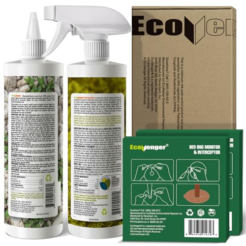 Image of EcoVenger Bed Bug Defense-in-A-Box, Bed Bug Killer 16oz+ DEssential Dust+ Monitor Trap, Comprehensive Bed Bug Eradication Total Protection /Elimination /Residual on All Bug Life Stages, Child&Pet Safe