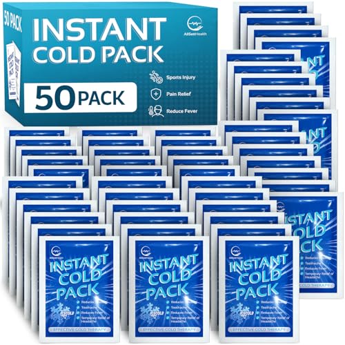 50 Pack Instant Ice Cold Pack (6” x 4.5”) - Disposable Instant Ice Packs for Injuries | Cold Compress Ice Pack for Pain Relief