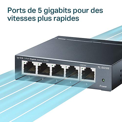 TP Link Commutateur Gigabit métallique à 5 ports TL SG105 Commutateur non géré 5 x 101001000 de bureau - vue 5