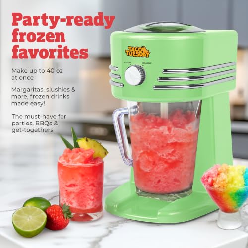 Nostalgia Taco Tuesday Frozen Drink Maker and Margarita Machine for Home - 40-Ounce Slushy Maker with Stainless Steel Flow Spout - Easy to Clean and Double Insulated - Lime Green - image 2