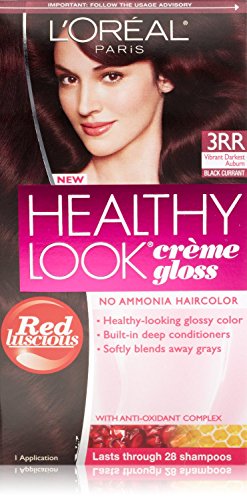 3 Pk, L'Oreal Paris Healthy Look Creme Gloss, Vibrant Darkest Auburn / Black Currant #3RR