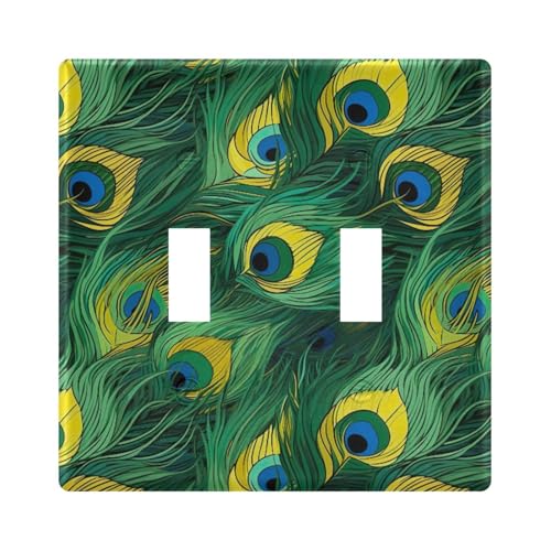 UMIRIKO Peacock Feather Light Switch Cover Plate Covers Decorative Double Toggle Home Decor 202a8675