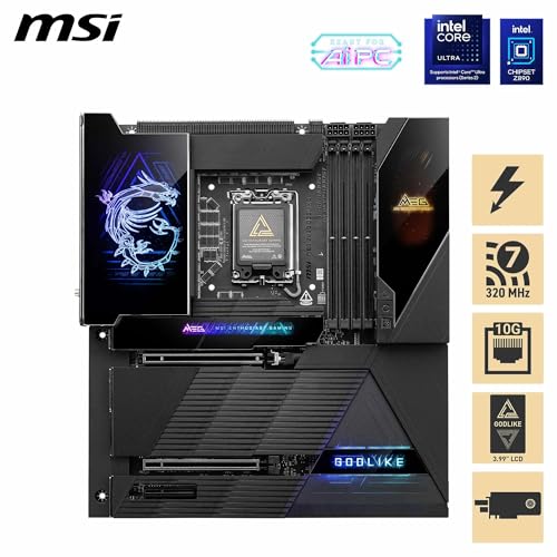 MSI MEG Z890 GODLIKE, E-ATX - Supports Intel Core Ultra Processors (Series 2), LGA 1851 - Dynamic Dashboard III, EZ Slide M.2, DDR5 (9200+ MT/s OC), M.2 & PCIe 5.0, Thunderbolt 5, Wi-Fi 7, 10G LAN - Image 3
