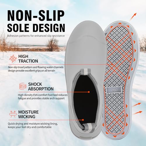 Men's Deck Boots with Fuzzy Lining Rubber Ankle Fishing Boots for Men, Anti-Slip Warm Winter Boots, Waterproof Snow Boots for Gardening, Boating, Camping, Sailing, and Outdoor Activities4