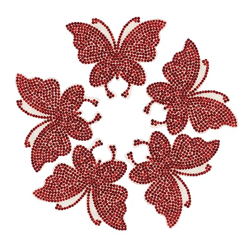 Angoily 5 Piezas Pegatinas de con Strass Adhesivas con Pegamento Posterior Decoración para Coches para Mujeres Resistentes y Duraderas Rojo