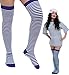 Produktbild Overknees, blau/weiß, extra lang, ca. 63 cm, Karneval, Mottoparty, Accessoire