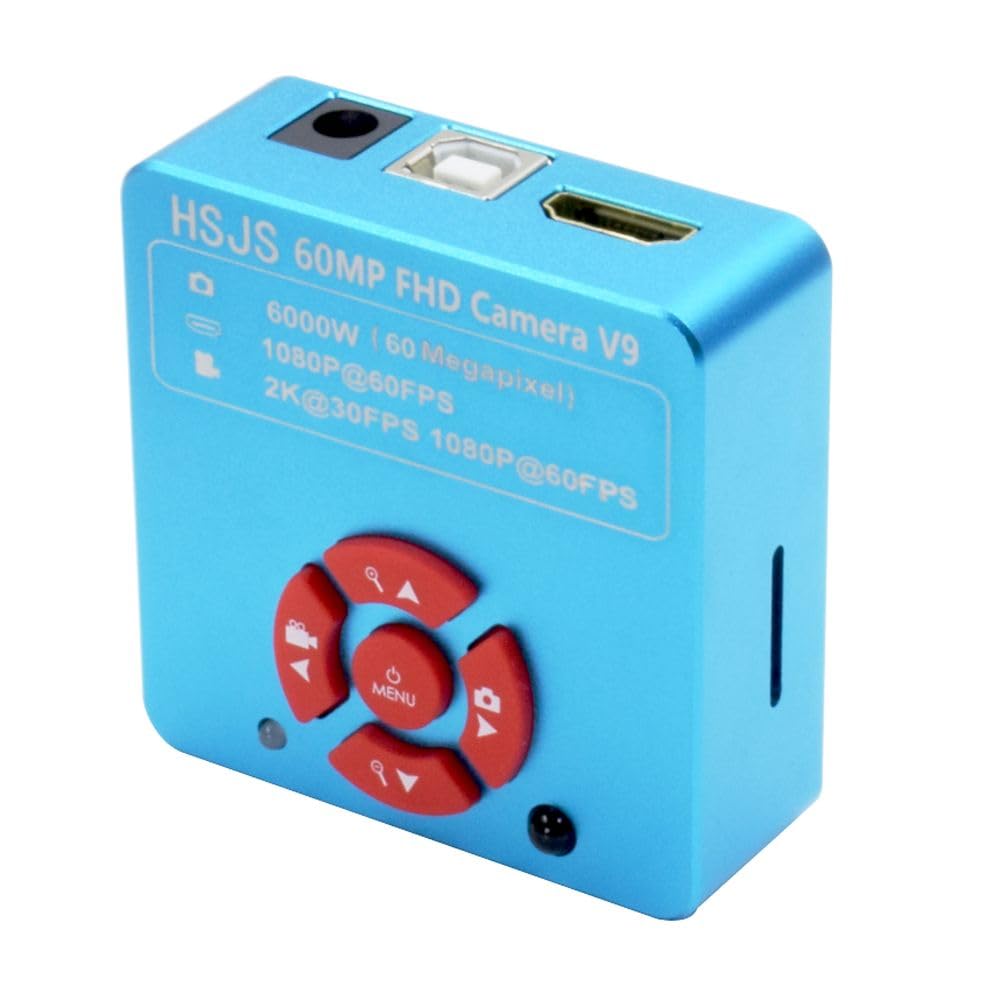 60MP 2K 1080P HDMI USB Videocamera per microscopio Digitale Elettronica Industriale e Obiettivo 120X C-Mount con Luce ad Anello Regolabile a 56 LED - Blu