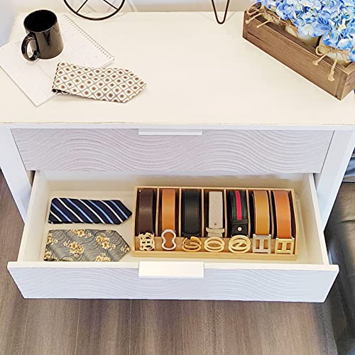 B4Life Gürtel-Organizer, 7 Fächer, Gürtelständer für Herren, Bambus-Gürtelhalter für Schrank und Schublade, Gürtelvitrine, Gürtelbox, Gürtelaufbewahrung, Organizer für Wandgürtelaufhänger (Gelb)