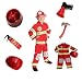Fire Fighter Costume Light up Patch on Chest Kids W/Hat Fire Man S M 4-6 -8 (M 6-8) Red