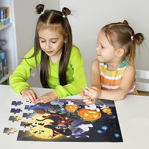 Halloween Puzzles for Kids, 100 Piece Halloween Jigsaw Puzzles for Toddler Children Halloween Learning Preschool Educational Puzzles Halloween Toys 4-8 Years Old for Boys and Girls 5 5148pMzInfL. AC