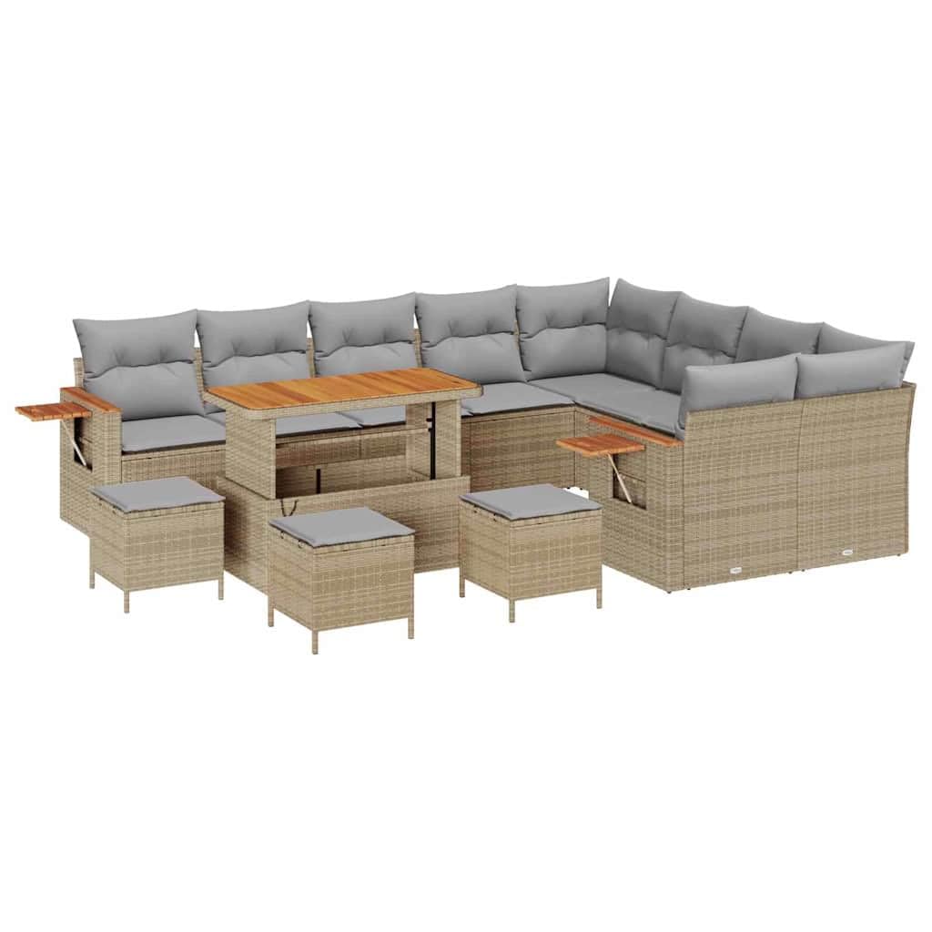 Conjunto modular de 14 piezas de polirratán para jardín, color