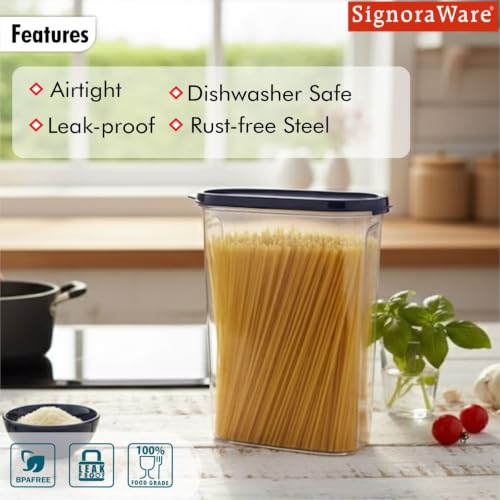 Image of Signoraware Modular Oval Transparent No.4 Plastic Container (2.3 Ltr, MBlue