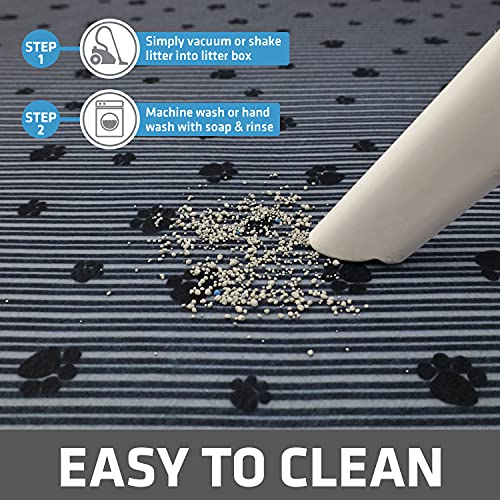 Image of Drymate Cat Litter Box Mat, Litter Trapping Mat, Waterproof, Urine-Proof, Absorbent, Machine Washable, Soft on Paws, Contains Mess, Protects Floors, Kitten Supplies, Dark Grey, 28x36 XL