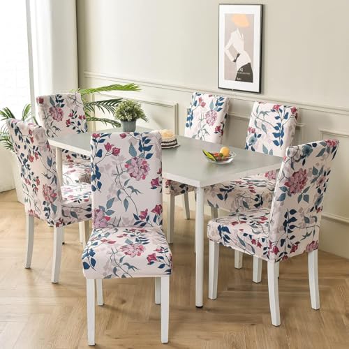 Image of Styleys Chair Covers for Dining Room, Stretch Dining Chair Cover, Washable Spandex Kitchen Chair Slipcovers (Set of 4, Natural Scenery, SD3220)