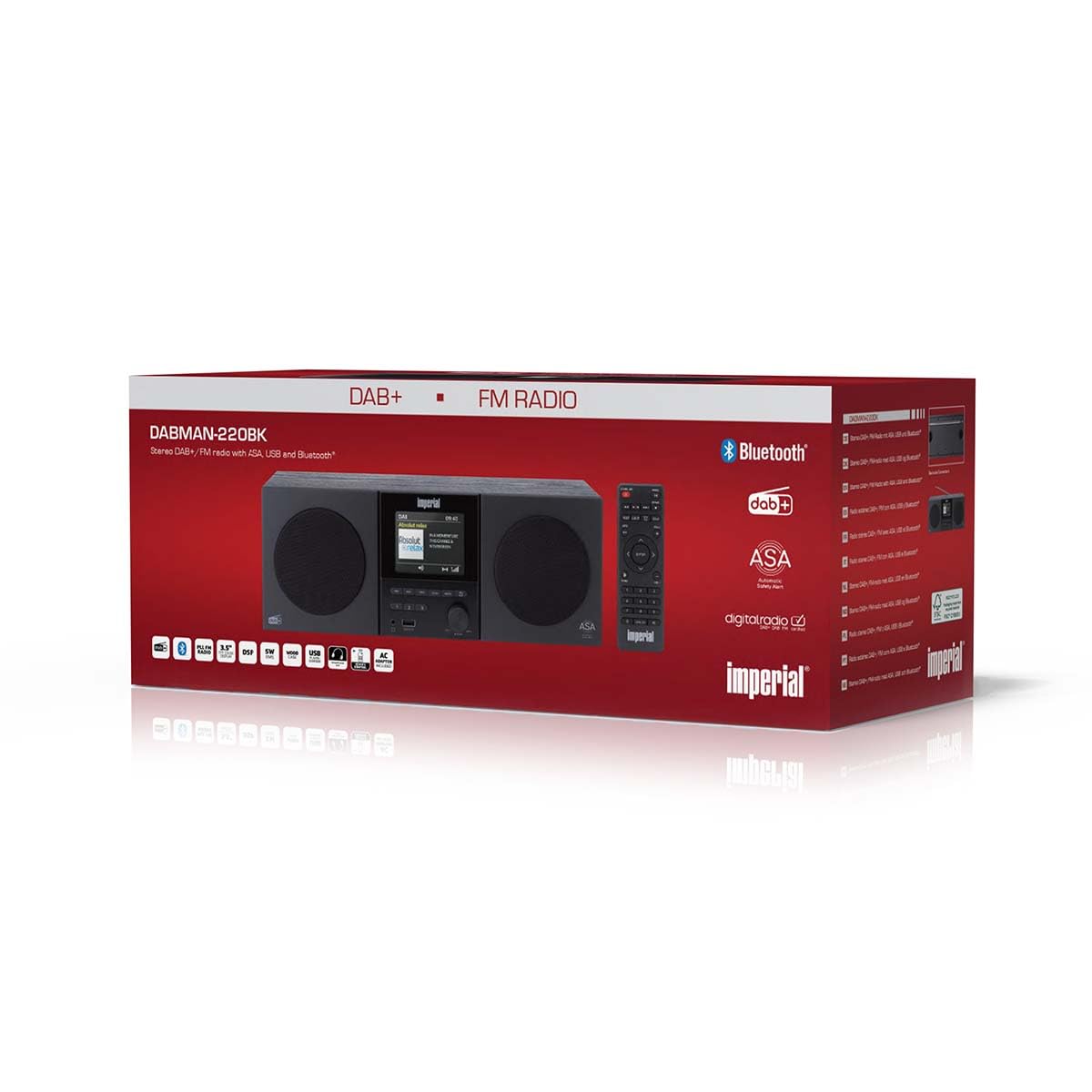 Imperial DABMAN-220BK radio DAB Plus FM – Bluetooth V5.3 – odtwarzanie przez USB i funkcja ładowania – duży kolorowy wyświetlacz TFT – głośnik 2 x 5 W – funkcja budzika – kolor czarny