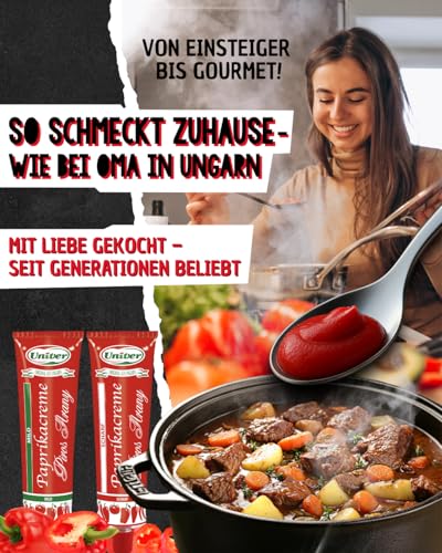 Univer Original 4x Piros Arany scharf & mild Paprikacreme SPARSET - 4x160g Paprikamark - Ungarische Spezialität direkt vom Hersteller - Paprikapasta Rotes Gold