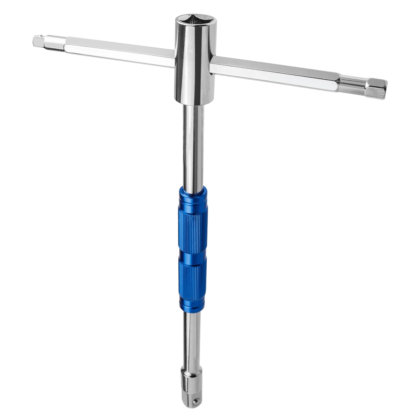 Mesee Adjustable T-Handle Spinner Wrench, 1/4’’ 3/8’’ 1/2’’ Drive Impact Socket Adapter Driver Allen Key Wrench Female Square Socket Cr-V Steel Detachable 3-Way Sliding Handle Tool for Car Motorcycle