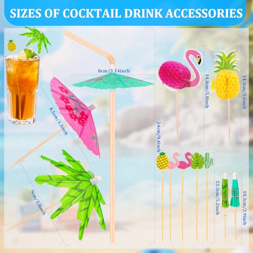 image for Paxcoo Drink Umbrellas, 180PCS Cocktail Drink Accessories Includes Umb