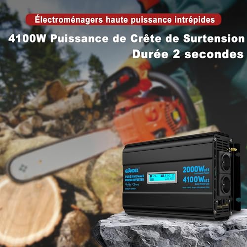 Transformateur 12V 220V Pur Sinus 2000W GIANDEL pour alimenter les appareils sensibles en voyage - 2