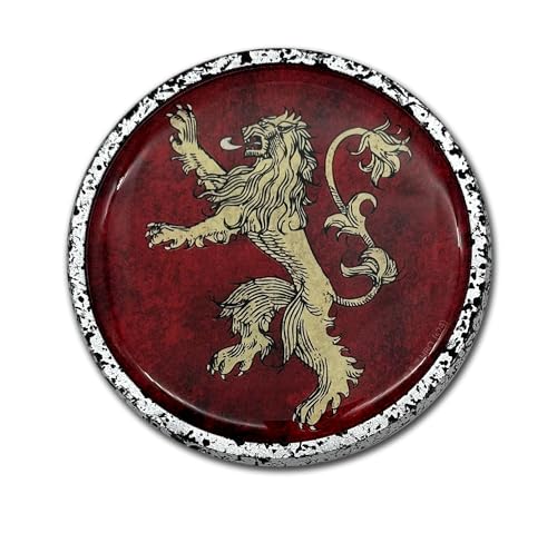 Image of Elektroplate Officially Licensed Game of Thrones House Lannister Sigil Round Distresssed Chrome All Metal Emblem for Cars, Trucks, and All Auto | Universal Fit at 3.5 inch Diameter | Weatherproof