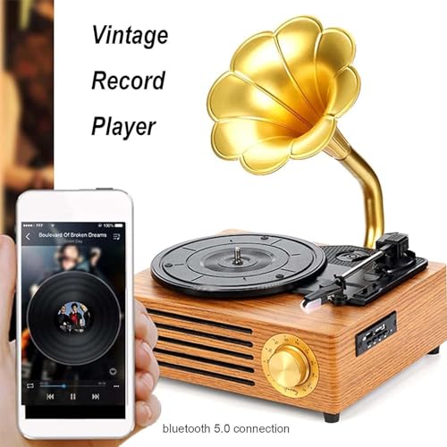 Tourne-Disque Vinyle, avec Tourne-Disque Vintage Bluetooth en Forme De Corne,La Vitesse Réglable À Trois Vitesses Prend en Charge 33% 8 Vitesses Différentes - Les Beatles, Paul McCartney, John Lennon, RIngo Starr, George Harrison Tourne-Disque Vinyle, avec Tourne-Disque Vintage Bluetooth en Forme De Corne,La Vitesse Réglable À Trois Vitesses Prend en Charge 33% 8 Vitesses Différentes – Image 3