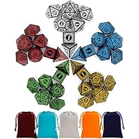 Metalen DND dobbelstenen set 7 vellen DND dobbelstenen polyeder D20 D12 D10 D% D8 D6 D4 voor Dungeons & Dragons RPG bordspellen tafelspellen RPG MTG games
