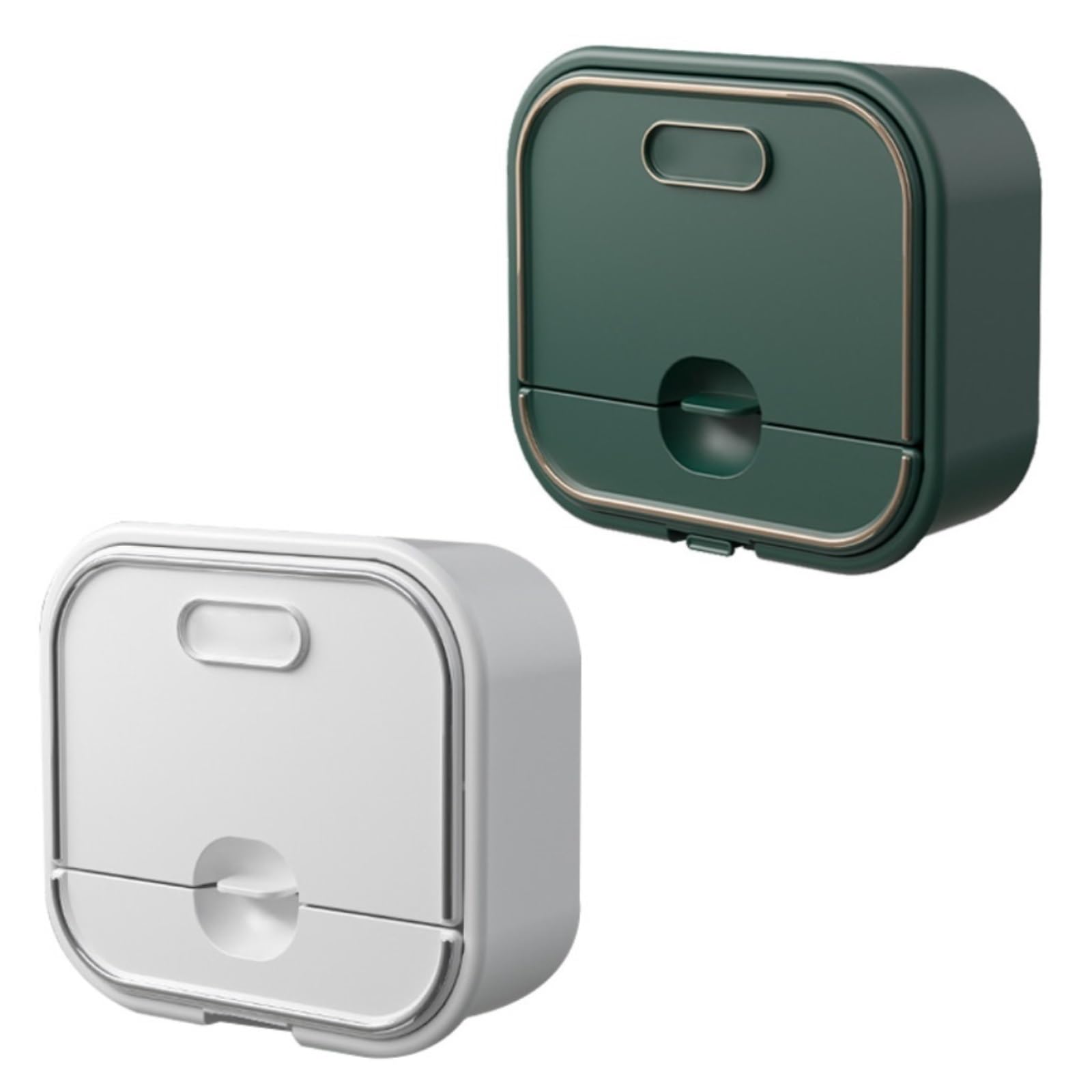 Mydelniczka, Pack of 2 Wall Mounted Draining With Cover White Green(White+green)