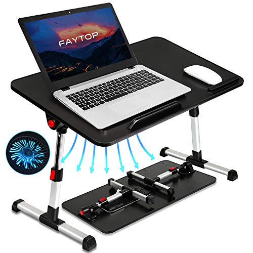 Adjustable Laptop Bed Table, Portable Standing Laptop Desk with USB Fan, Foldable Laptop Table for Working/Reading/Eating on Sofa Floor.(Medium/Black) Adjustable Laptop Bed Table, Portable Standing Laptop Desk with USB Fan, Foldable Laptop Table for Working/Reading/Eating on Sofa Floor.(Medium/Black)