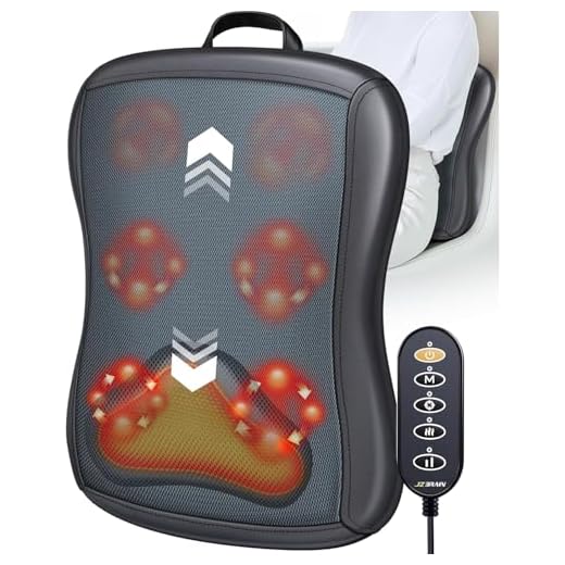 JZBRAIN Shiatsu Back Massager with Heat : Up and Down Rolling Massage - Electric Back Massager for Pain Relief Deep Tissue - Heated Lower Back Massager for Office, Home, Car Use