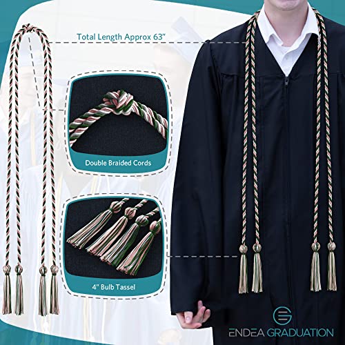 Image of Endea Graduation Double Honor Cord Three-Color (Kelly Green /Pink /White)