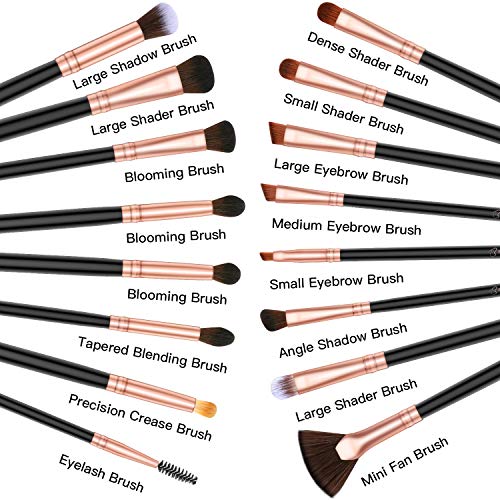 BESTOPE Eye Makeup Brushes, 16 Pcs Professional Eye Brush Set Eyeshadow, Eyebrow, Blending, Fan, Eyelash, Make Up Brushes with Premium Wooden Handles