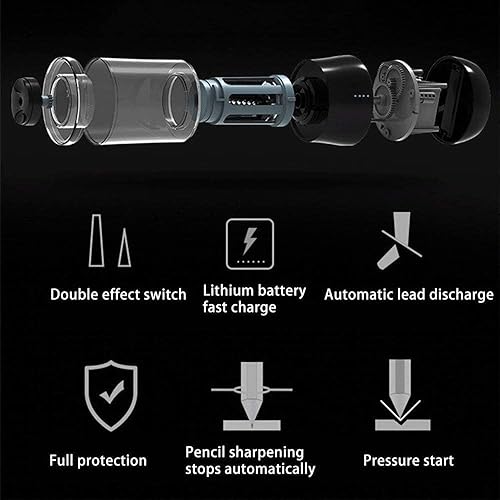 Miniatura 5 de JITEM Sacapuntas Sacapuntas eléctrico con alimentación por USB, funciona con pilas, para parada automática de 0.315 a 0.315 pulgadas, para oficina,