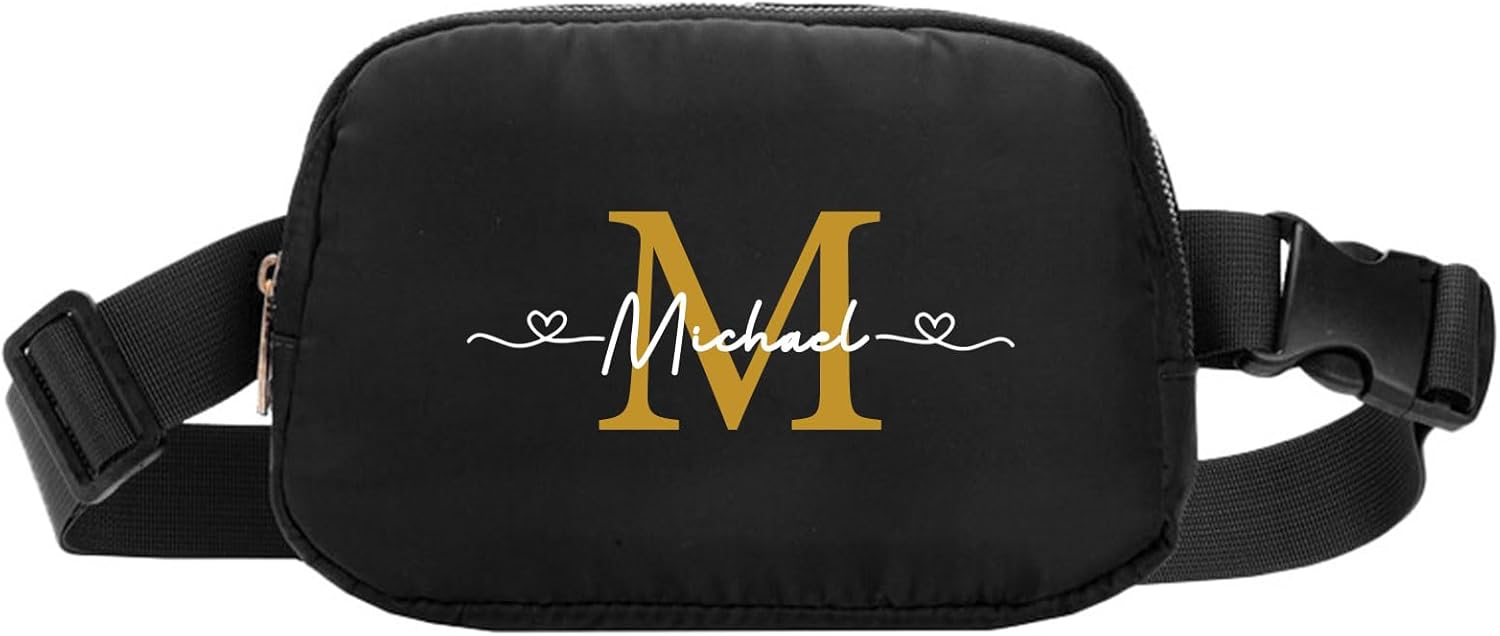 Custom Personalized Belt Bag for Women Men Fanny Pack with Name Travel Running Hiking Waist Bag Crossbody Chest Pack