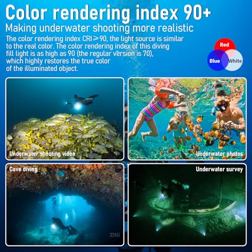 Image of Diving Flashlight, L12 8000Lumens Dive Light,100m Underwater Video Light, Scuba Dive Lights, Underwater Flashlight with Type-C Charging for Professional Under Water Sports
