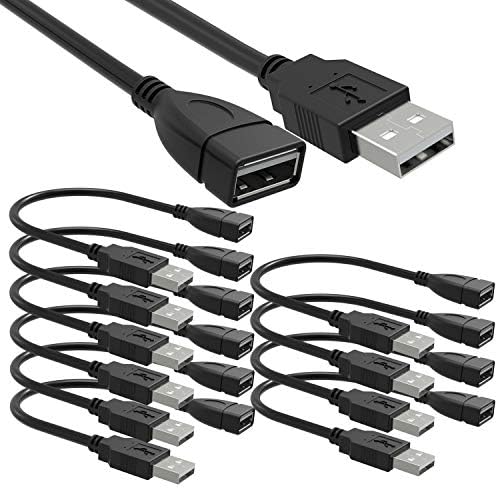 SaiTech IT 10 Pack (15cm - 6inch) Adjustable Flexible USB 2.0 Male to Female Extension Plug / Socket Adapter Cable - Worlds Shortest USB 2.0 Extension Cable