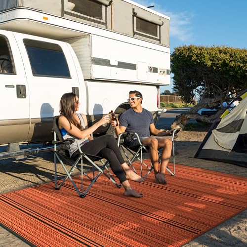 Image of GENIMO Fall Decor Outdoor Rug, Plastic Rugs for Patio, 6'x9' Carbon Orange