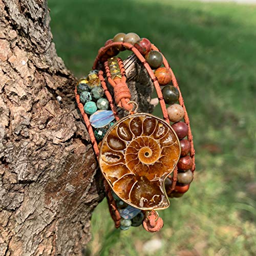 Image of YGLINE Boho Handmade Wrap Leather Tube Crystal Stone Bracelet for Women