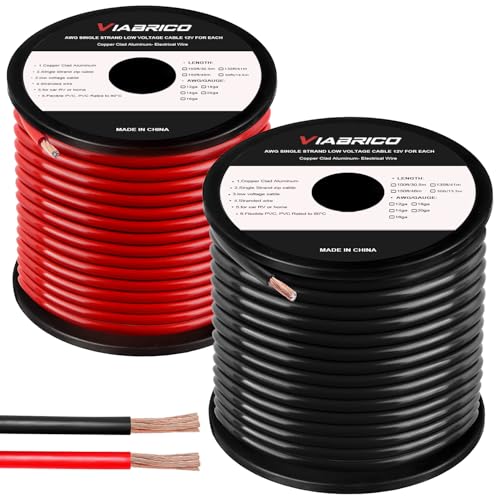 VIABRICO 8 Gauge Wire, for Automotive Power/Ground, Battery Cable, Car Audio, RV, Amp, CCA, Automotive Wire, Amp Kit, Battery Cables, Wiring Kit, (30 feet Each- Black/Red)