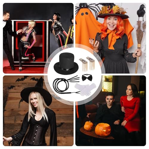 Kbnuetyg Ensemble de costume Ring Master – Chapeau de, épaulette, nœud papillon, gants de cosplay, tenue élégante de cosplay avec accessoire fouet | Tenue à thème élégante pour hommes et femmes pour – vue 9