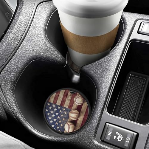 Portavasos para carros con diseño bandera americana y béisbol 2 pzas miniatura 6