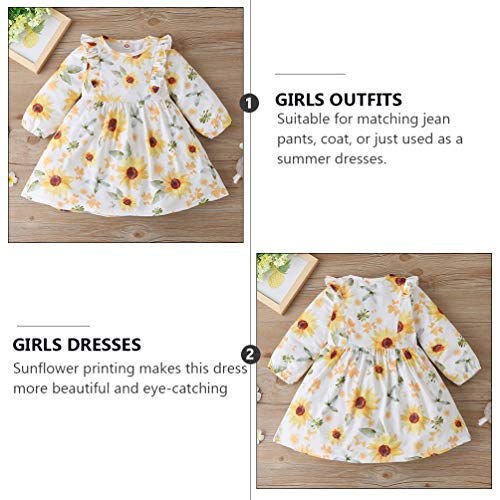 KESYOO Vestido de Girassol Feminino Vestido Floral de Manga Comprida Vestido de BebÃª Feminino Flor